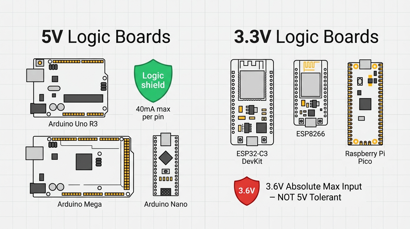 5V vs 3.3V Microcontrollers Voltage Comparison
