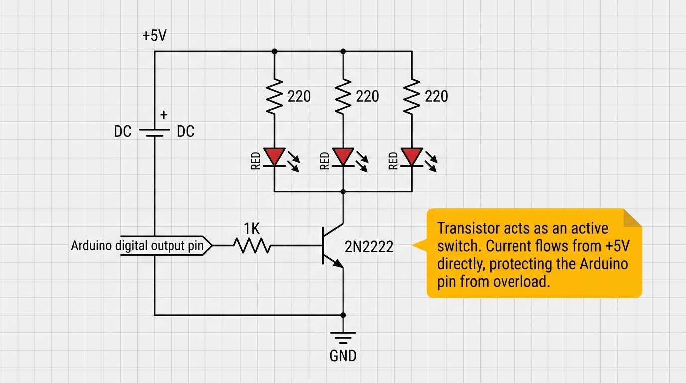 Transistor LED Switch Circuit Diagram