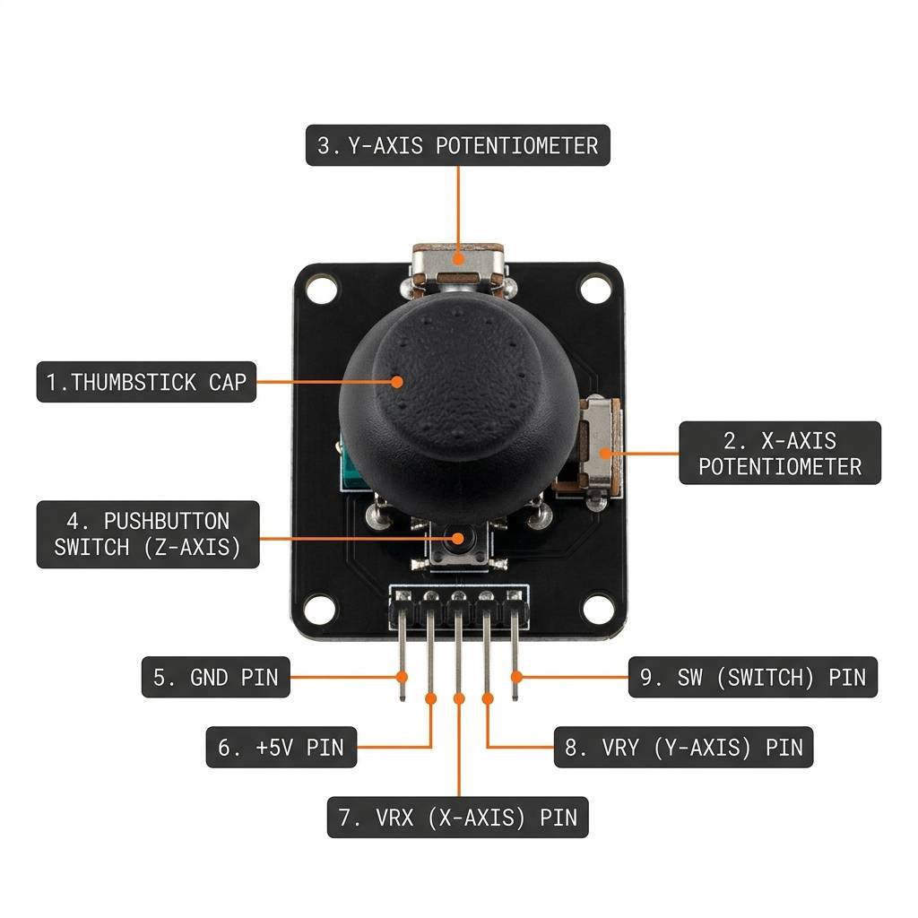 Analog joystick anatomy and pinout