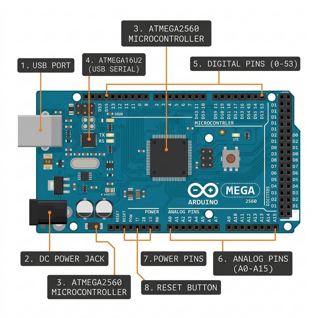 Arduino Mega anatomy