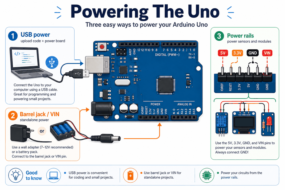 Arduino Uno powering options