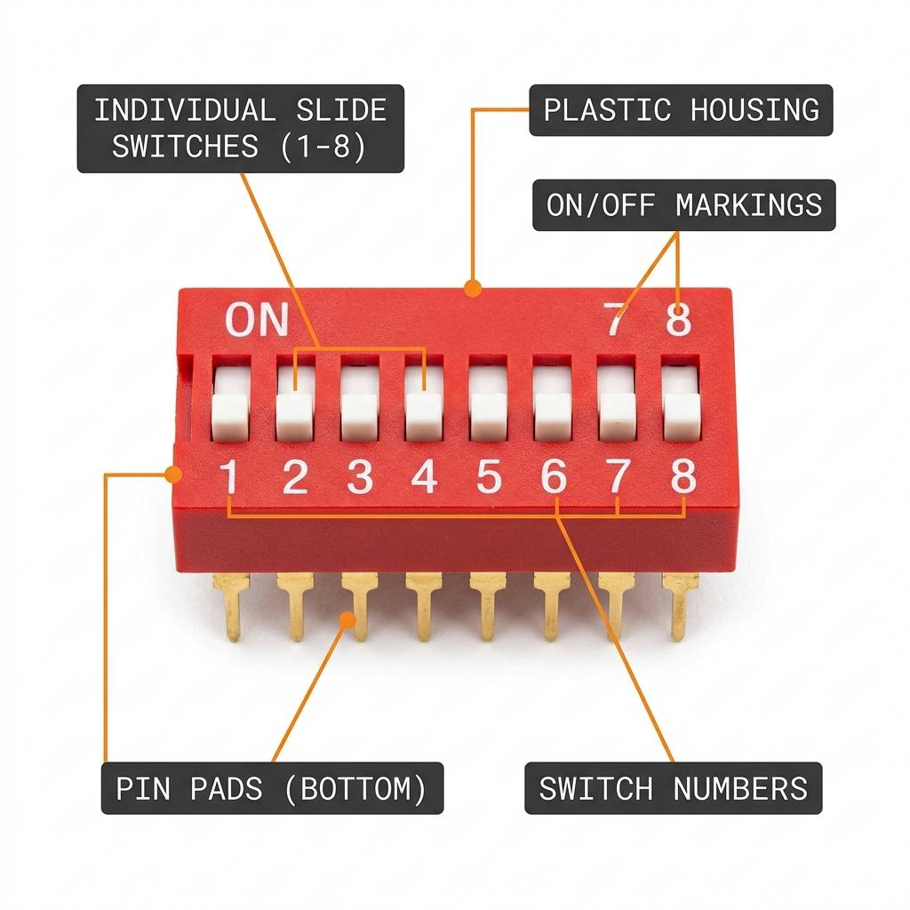 DIP Switch 8 anatomy and pinout