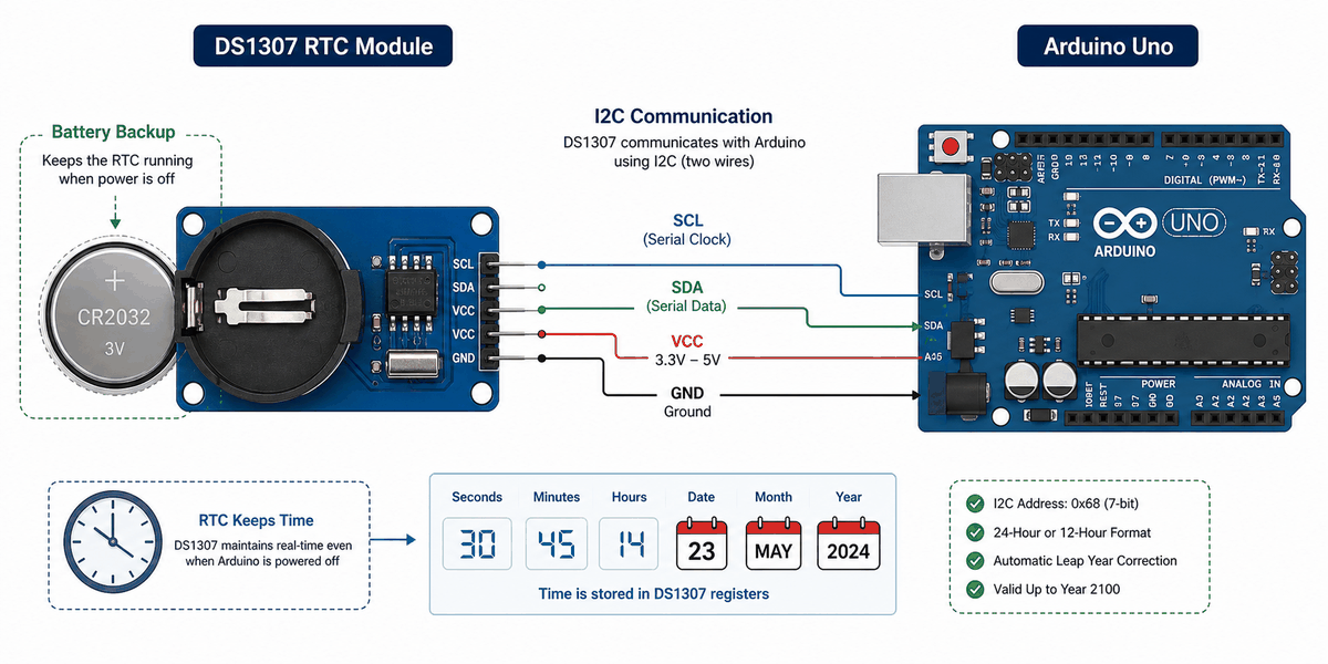 How the DS1307 works with Arduino