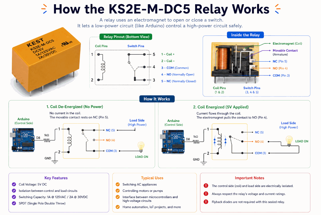 How the KS2E-M-DC5 relay works