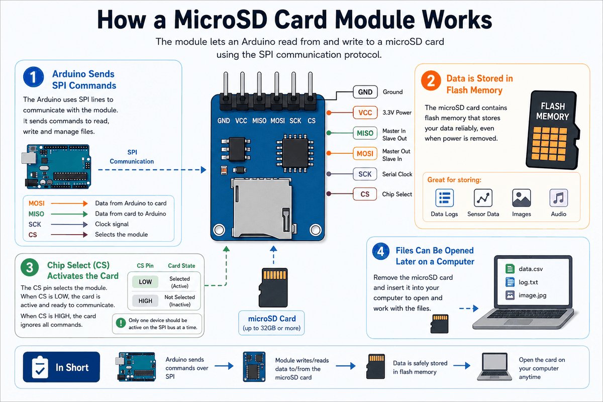How the MicroSD card module works