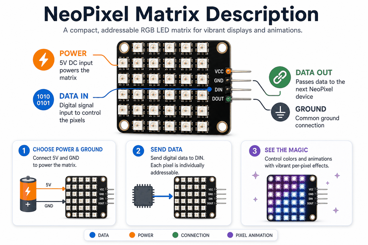 How a NeoPixel Matrix works