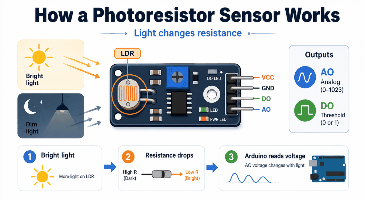 How a photoresistor sensor works