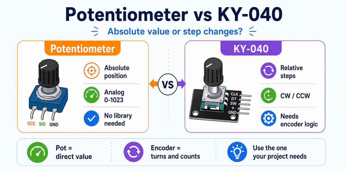 Potentiometer versus KY-040 rotary encoder comparison