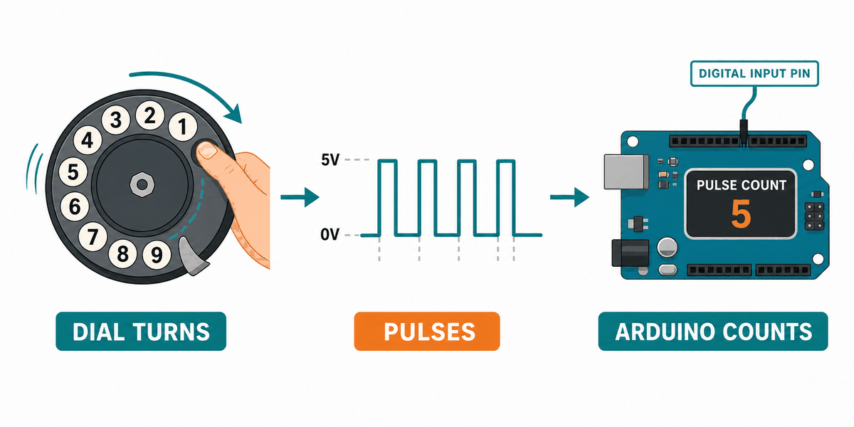 How a rotary dialer creates pulse counts