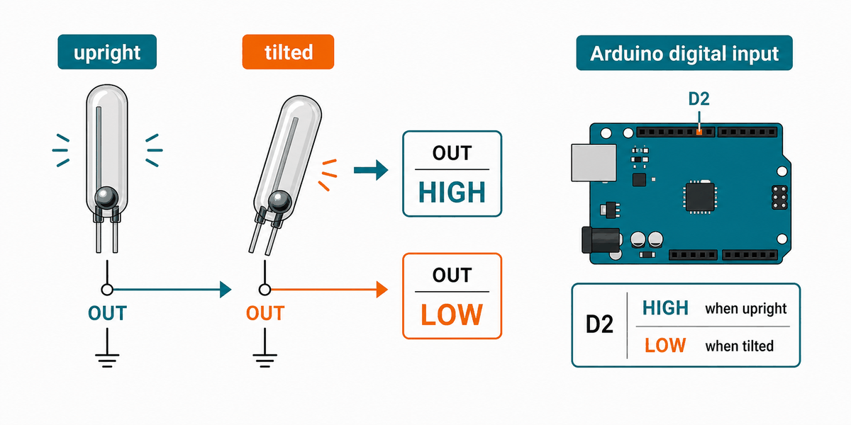 How a tilt switch changes state when tilted