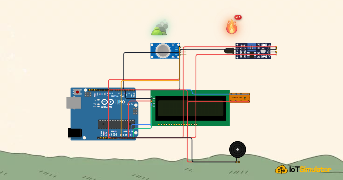 Arduino Fire Alarm & Gas Leak Detector with Siren and Relay - IoTSimulator