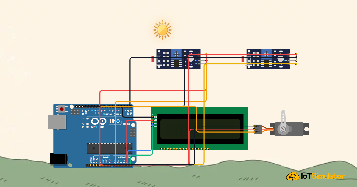 Arduino Single-Axis Solar Tracker with Dual LDRs and Servo - IoTSimulator