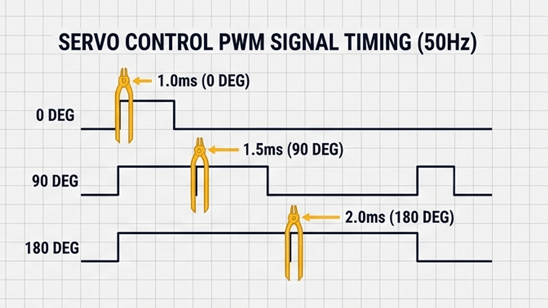 50Hz Servo PWM Pulse Width Timing Waveforms
