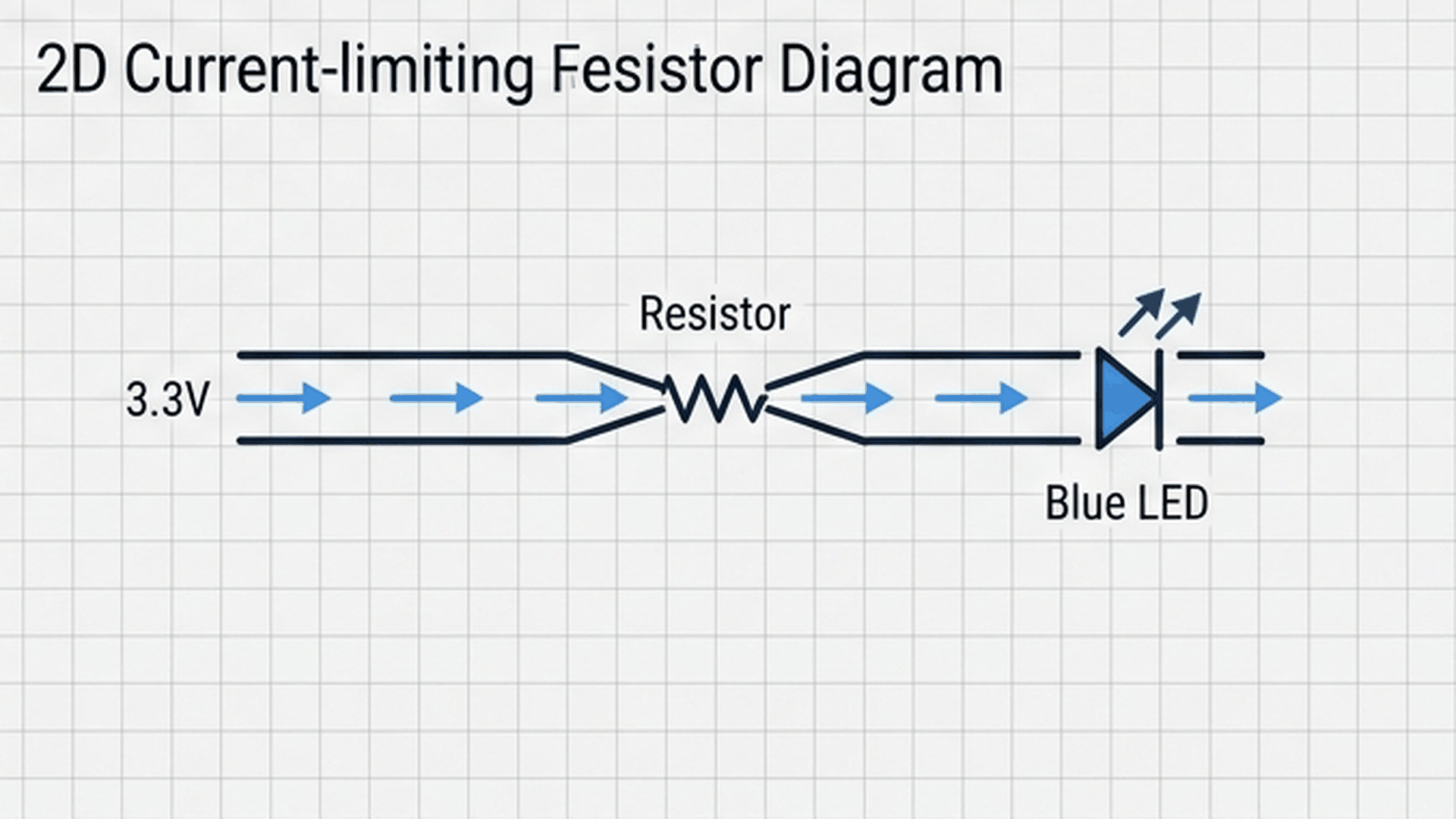 Intuitive water pipe analogy showing how a resistor narrows the electrical flow to protect the LED
