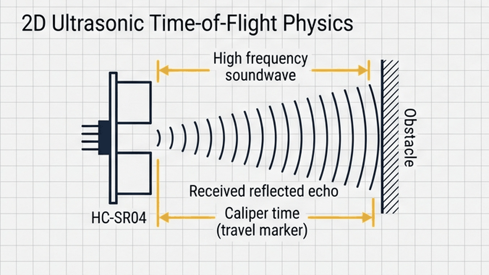 Time-of-flight ultrasonic echo propagation physics and distance calculation