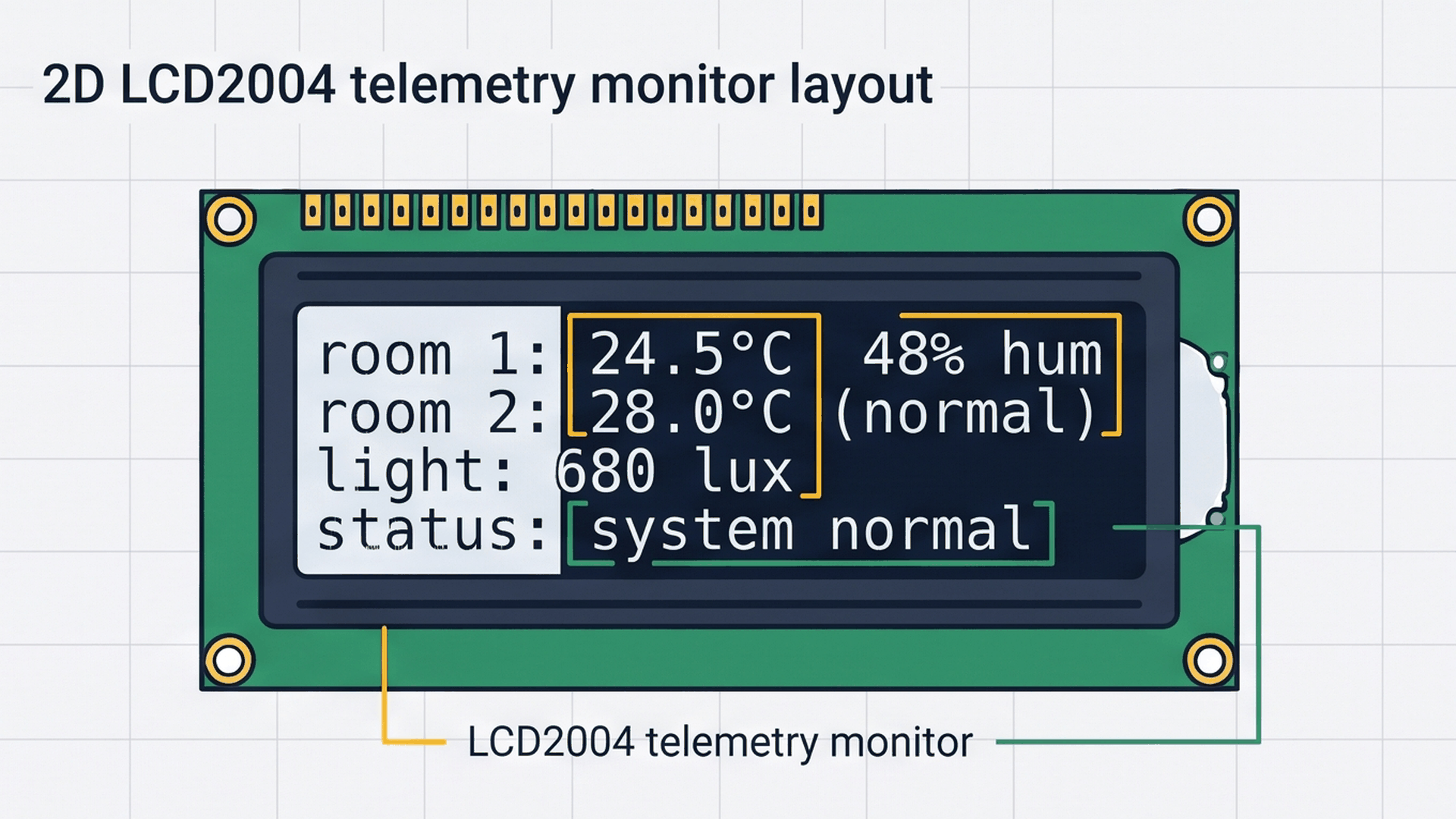 20x4 Character LCD Telemetry Dashboard Layout