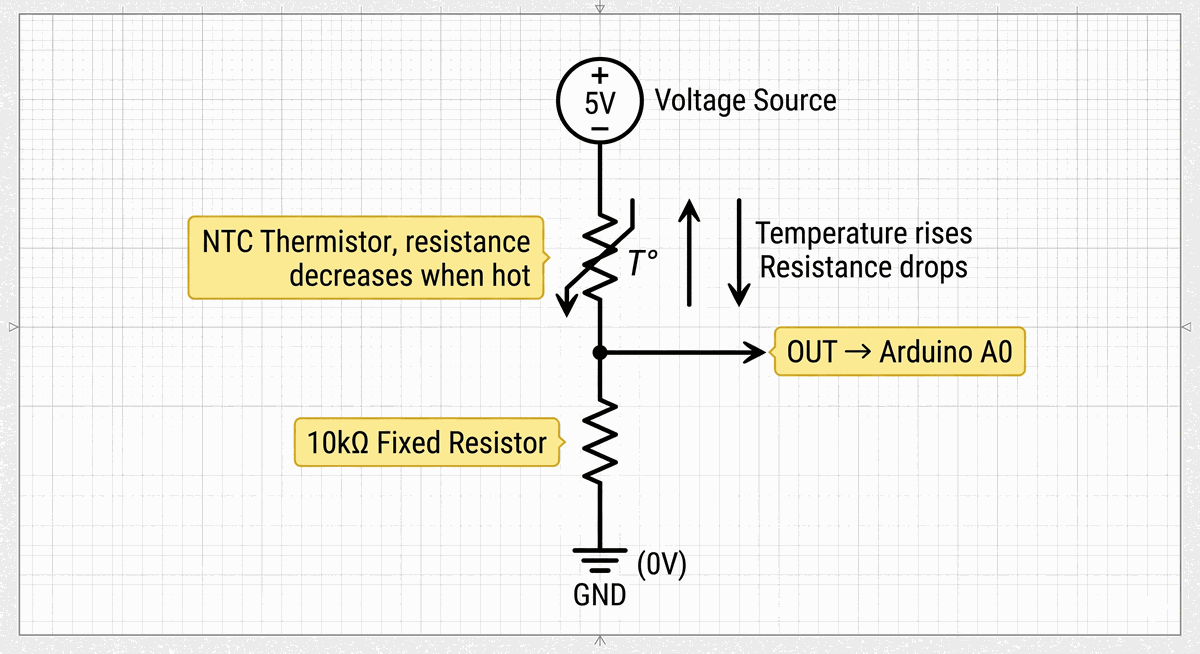 NTC thermistor voltage divider circuit